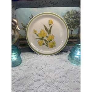Stonybrook Stoneware Yellow Floral Round Glossy Plate Oven Dishwasher Safe Japan